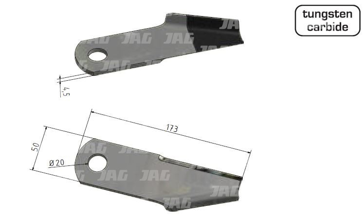 JAG41-0177 Ostrze rozdrabniacza, prawe MWS Germany, CNH 87384918