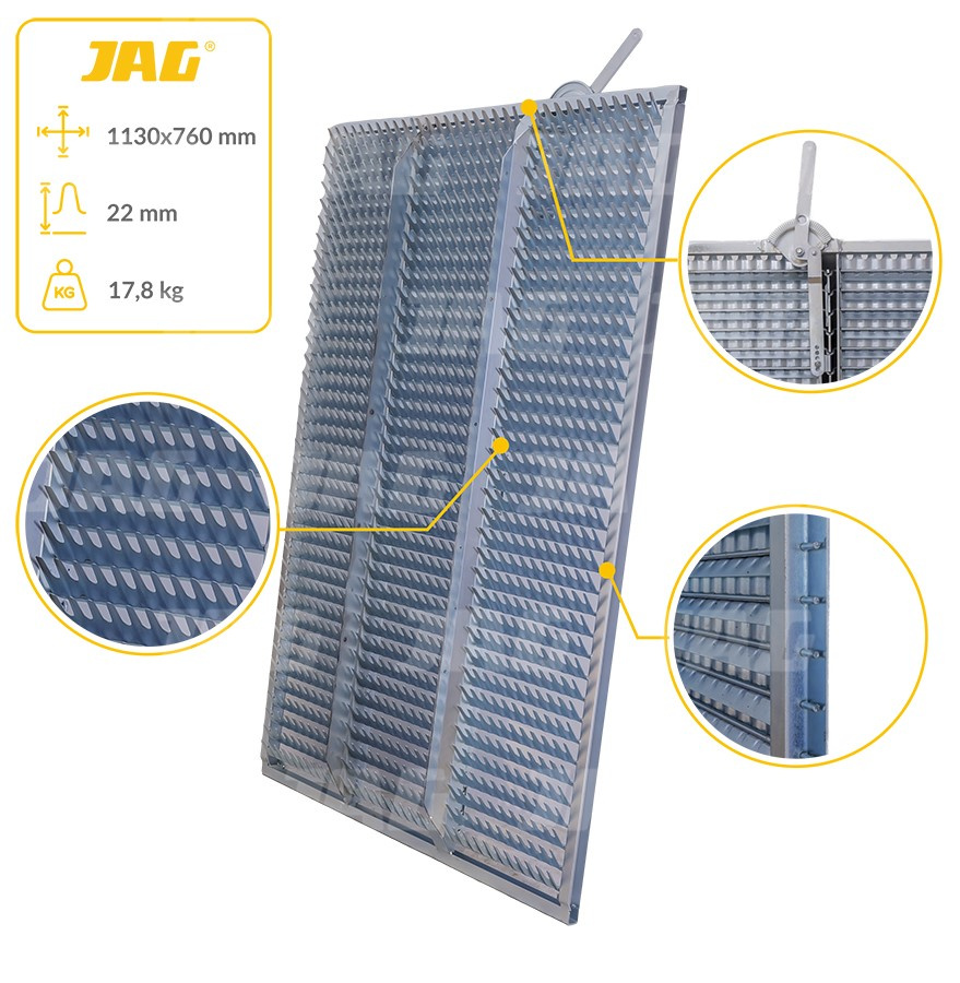 JAG05-0306 Sito żaluzjowe ocynkowane górne, lamela-22mm JAG Premium, CLAAS 0006780010