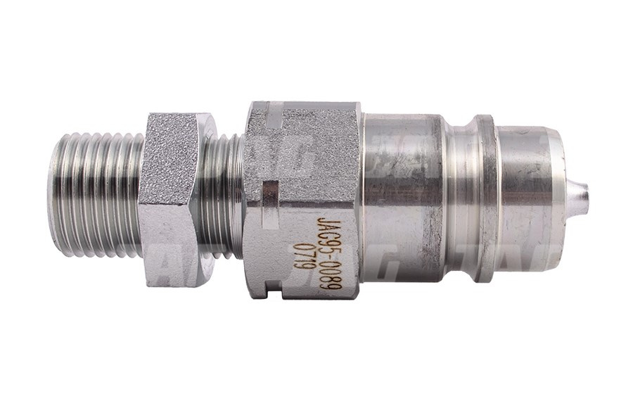JAG95-0089 Szybkozłącze hydrauliczne grzybkowe-wtyczka grodziowa wzmacniana z gwintem zewnętrznym, DN12,5, M18X1,5, 10H, ISO7241-A