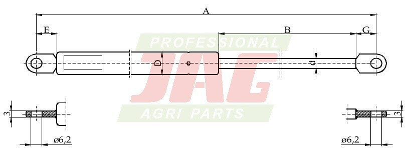 JAG99-1058 Siłownik gazowy JAG, CASE IH 3399422R3 3999422R3
