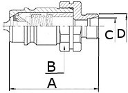 JAG95-0072 Szybkozłącze hydrauliczne grzybkowe-wtyczka z gwintem zewnętrznym, DN12,5, M26X1,5, 18L, ISO7241-A