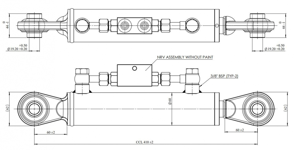 JAG98-1626 Łącznik górny hydrauliczny kat.1-1, 410-570mm, JAG JAG98-1626