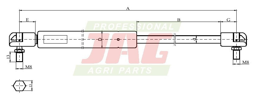 JAG99-1088 Siłownik gazowy JAG, MASSEY FERGUSON 3385316M91 3301487M91