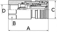 JAG95-0001 Szybkozłącze hydrauliczne flat face(suchoodcinające)-gniazdo, 3/8