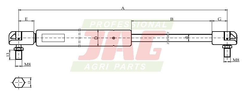 JAG99-1052 Siłownik gazowy JAG, DAVID BROWN K303743 CNH 1-99-976-071
