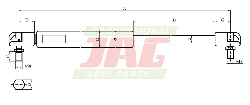 JAG99-1015 Siłownik gazowy JAG, JOHN DEERE AL66992 AL35675
