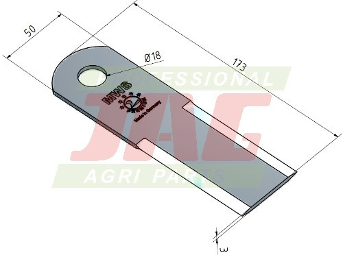 JAG01-0032 Nóż sieczkarni ruchomy grubość 3mm MWS Germany