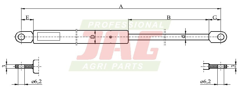 JAG99-1058 Siłownik gazowy JAG, CASE IH 3399422R3 3999422R3