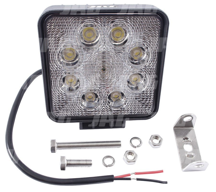 JAG96-0030 Lampa robocza LED, 24W, 10-30V, 8 EPISTAR LEDx3W, FLOOD, Kwadratowa JAG