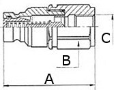 JAG95-0051 Szybkozłącze hydrauliczne flat face (suchoodcinające)-wtyczka, DN10, 3/8