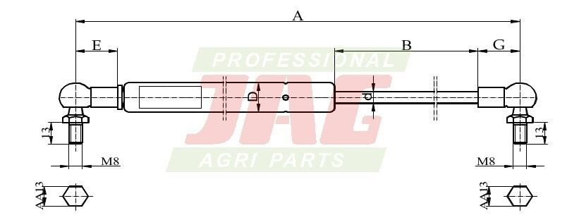 JAG99-1166 Siłownik gazowy JAG, CLAAS 0007988570