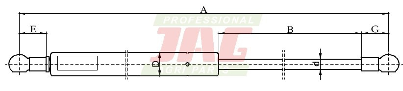 JAG99-1030 Siłownik gazowy JAG, DEUTZ FAHR 04357777 4357777