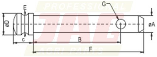 JAG98-0152 Sworzeń łącznika górnego, kat.3, DŁ. 163mm