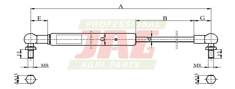 JAG99-1166 Siłownik gazowy JAG, CLAAS 0007988570