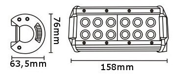 JAG96-0038 Lampa robocza LED, 36W, 10-30V, 12 CREE LEDx3W, FLOOD, Listwa podwójna JAG