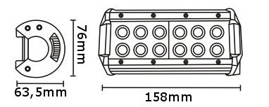 JAG96-0038 Lampa robocza LED, 36W, 10-30V, 12 CREE LEDx3W, FLOOD, Listwa podwójna JAG