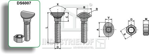 30.001-8 Śruba kultywatora - M10x40 - 8.8 INDUSTRIEHOF, INDUSTRIEHOF 30.001-8 RABE 8007.18.04