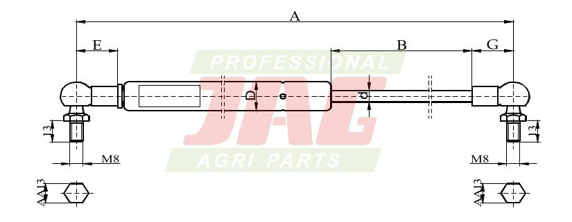JAG99-1032 Siłownik gazowy, DEUTZ FAHR 04336970 JAG JAG99-1032