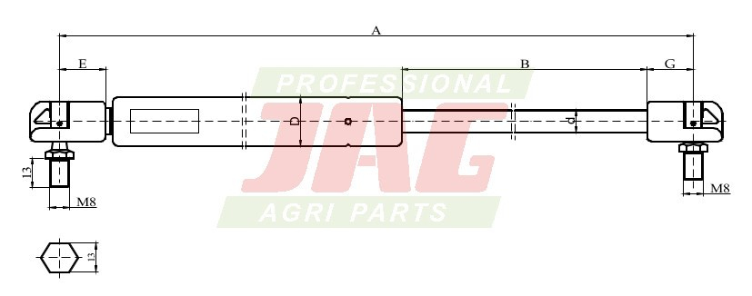 JAG99-1036 Siłownik gazowy JAG