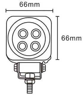 JAG96-0016 Lampa robocza LED, 12W, 10-30V, 4 EPISTAR LEDx3W, FLOOD, Kwadratowa JAG