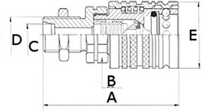 JAG95-0034 Szybkozłącze hydrauliczne grzybkowe-gniazdo grodziowe z gwintem zewnętrznym, DN12,5, M18X1,5, 12L, ISO7241-A