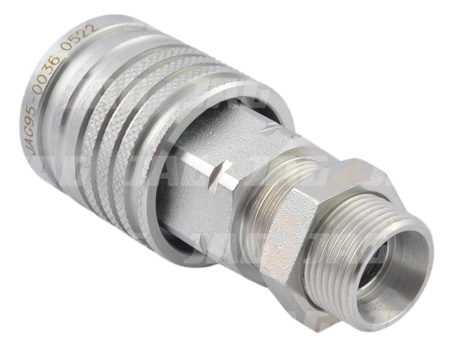 JAG95-0036 Szybkozłącze hydrauliczne grzybkowe-gniazdo grodziowe z gwintem zewnętrznym, DN12,5, M22X1,5, 15L, ISO7241-A