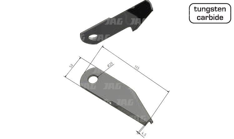 JAG41-0178 Ostrze rozdrabniacza, lewe MWS Germany, CNH 87384920
