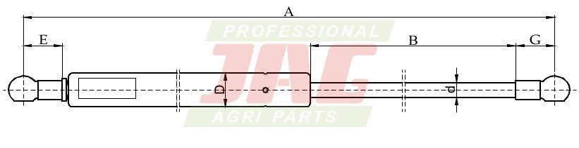 JAG99-1095 Siłownik gazowy JAG, CASE IH 1977416C1 BEPCO 25/872-44