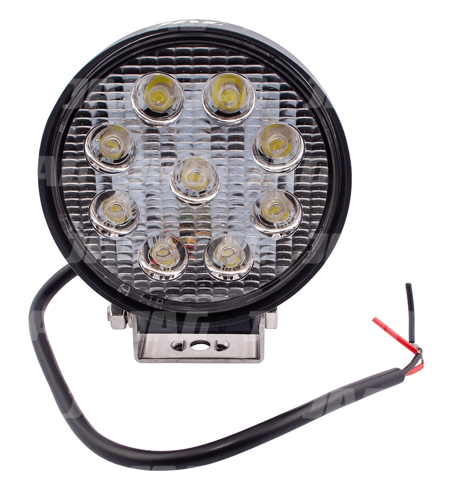 JAG96-0028 Lampa robocza LED, 27W, 10-30V, 9 EPISTAR LEDx3W, FLOOD, Okrągła