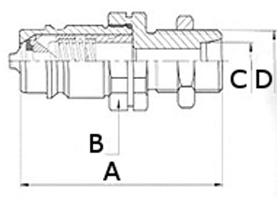 JAG95-0089 Szybkozłącze hydrauliczne grzybkowe-wtyczka grodziowa wzmacniana z gwintem zewnętrznym, DN12,5, M18X1,5, 10H, ISO7241-A