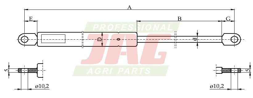 JAG99-1074 Siłownik gazowy JAG, CASE IH 3221572R1 VAPORMATIC VPM1641