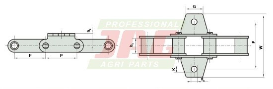 38.4V/2K1/J3A-10.5 Łańcuch podajnika słomy ROLLON-SOLID
