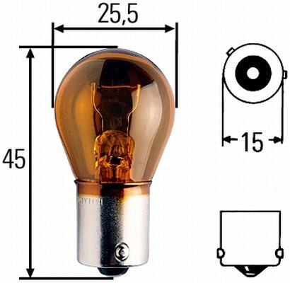 Żarówka 12V 21W-P21W-BAU15S HELLA-kierunkowskazu