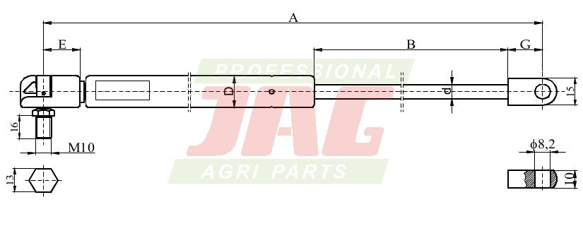 JAG99-1027 Siłownik gazowy JAG, CASE IH 144947A2