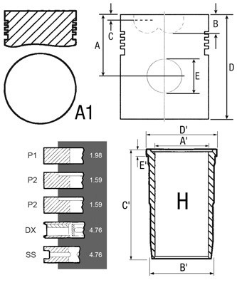 3637429M91 Zestaw naprawczy 4.107 Tłok+pierścienie+tuleja /4.107/