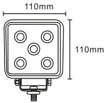 JAG96-0032 Lampa robocza LED, 15W, 10-30V, 5 EPISTAR LEDx3W, FLOOD, Kwadratowa JAG