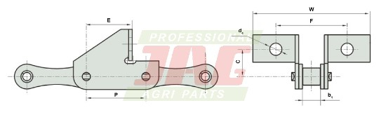 S45/SD/J2A Łańcuch podajnika ziarna rozst. otw. 52mm ROLLON-SOLID