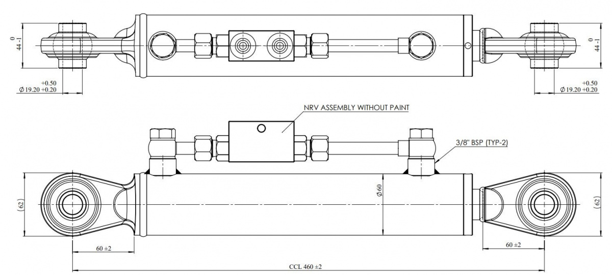 JAG98-1627 Łącznik górny hydrauliczny kat.1-1, 460-670mm, JAG JAG98-1627