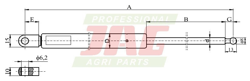 JAG99-1061 Siłownik gazowy JAG, FIAT 5125289 5108535