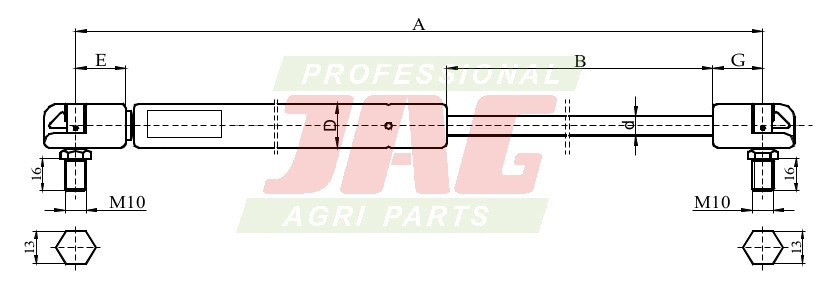 JAG99-1026 Siłownik gazowy JAG, CASE IH 47108191 STEYR 199976066