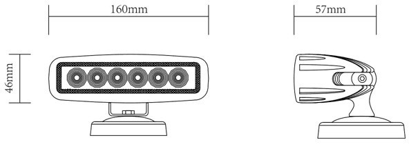 JAG96-0025 Lampa robocza LED 18W 10-30V 6XLED, FLOOD JAG