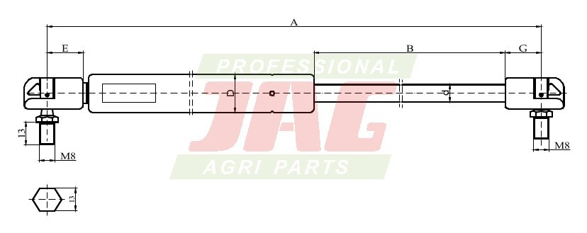 JAG99-1020 Siłownik gazowy