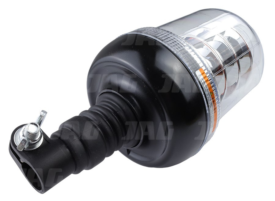 JAG96-0082 Lampa Błyskowa LED, 54W, 9-30V, R10, R65, 18LEDx3W, Uchwyt na elastyczny trzpień, Klosz bezbarwny-kolor pomarańczowy