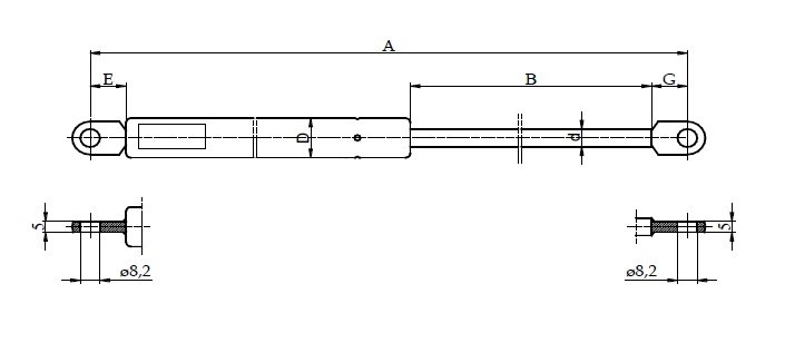 JAG99-1164 Siłownik gazowy JAG