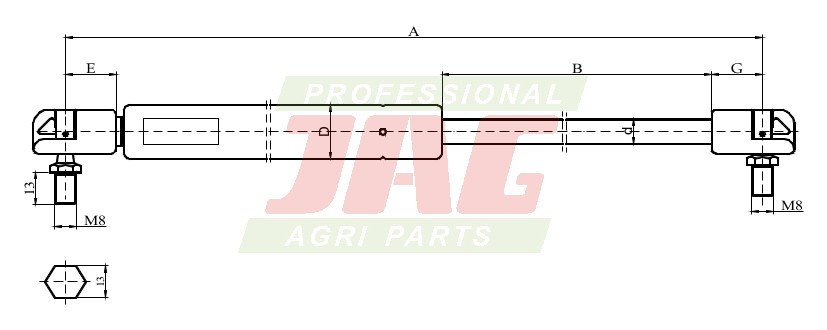 JAG99-1016 Siłownik gazowy JAG