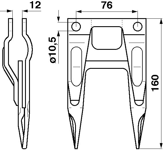JAG01-0003 Bagnet podwójny blaszany - System Schumacher Easy Cut II (rozstaw 12mm)-SCH, JOHN DEERE Z11785 SCHUMACHER 410100001