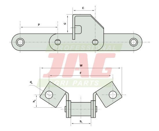 CA550V/F14/J2A Łańcuch elewatorowy wzmacniany ROLLON-SOLID