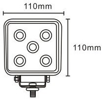 JAG96-0032 Lampa robocza LED, 15W, 10-30V, 5 EPISTAR LEDx3W, FLOOD, Kwadratowa JAG