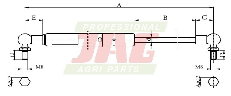 JAG99-1115 Siłownik gazowy JAG, JOHN DEERE AL78987 AL174356