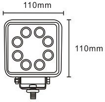 JAG96-0030 Lampa robocza LED, 24W, 10-30V, 8 EPISTAR LEDx3W, FLOOD, Kwadratowa JAG